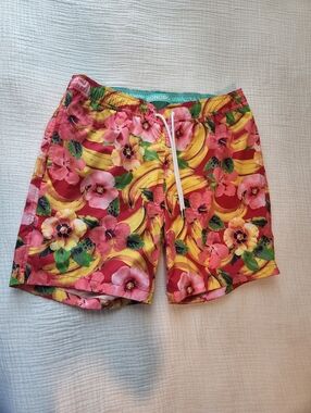 Bonobos Pink & Yellow Tropical Banana Floral Swim Shorts